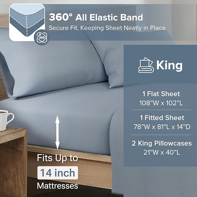 Flannel Bed Sheet Set - King - 4 Piece