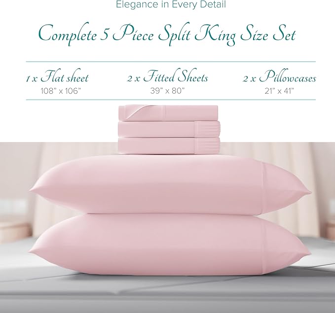Linen Cooling Bed Sheet Set - Split King - 5 Piece