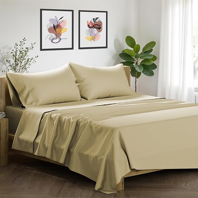 Linen Cooling Bed Sheet Set - Queen - 17 in Deep Pocket - 4 Piece