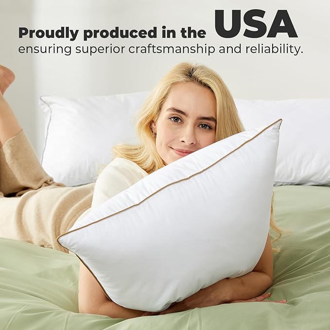 100% Cotton Bed Pillow - Queen - 20 x 30 in - 2 Piece