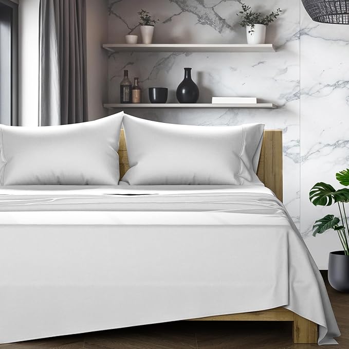 Linen Cooling Bed Sheet Set - Queen - 17 in Deep Pocket - 4 Piece