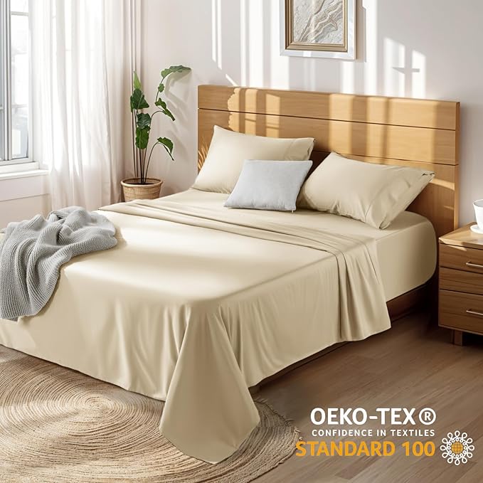 100% Cotton Bed Sheet Set - California King - 4 Piece
