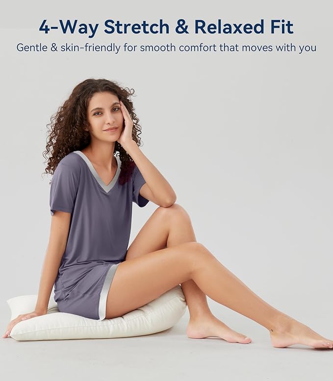 Women's Bamboo Cooling Pajama Set - Short Sleeve - 2 Piece