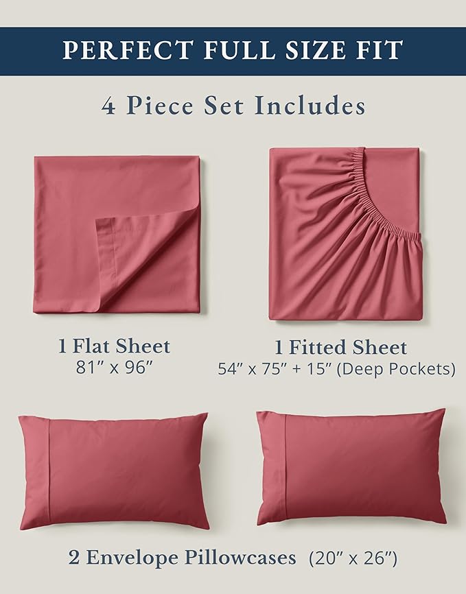 Linen Cooling Bed Sheet Set - Full - 4 Piece