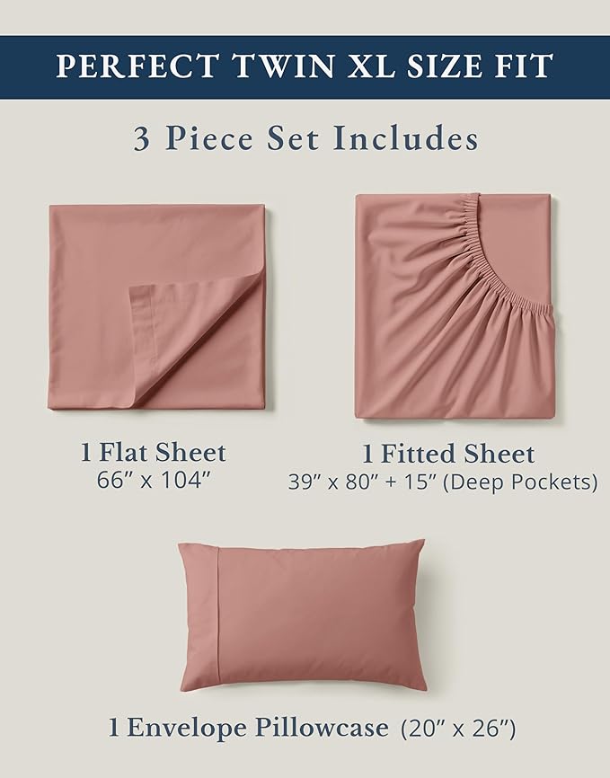 Linen Bed Sheet Set - Twin XL - 3 Piece
