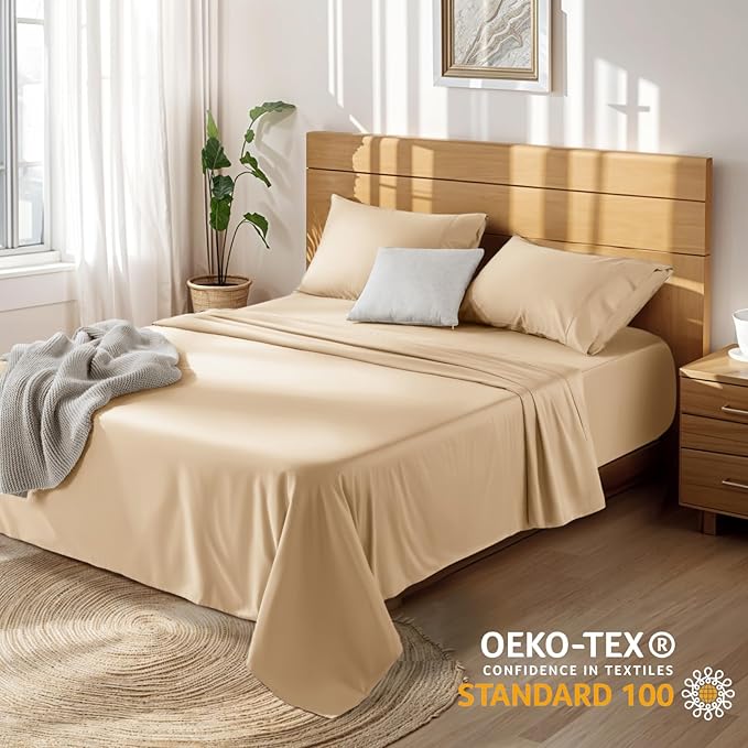 100% Cotton Bed Sheet Set - California King - 4 Piece