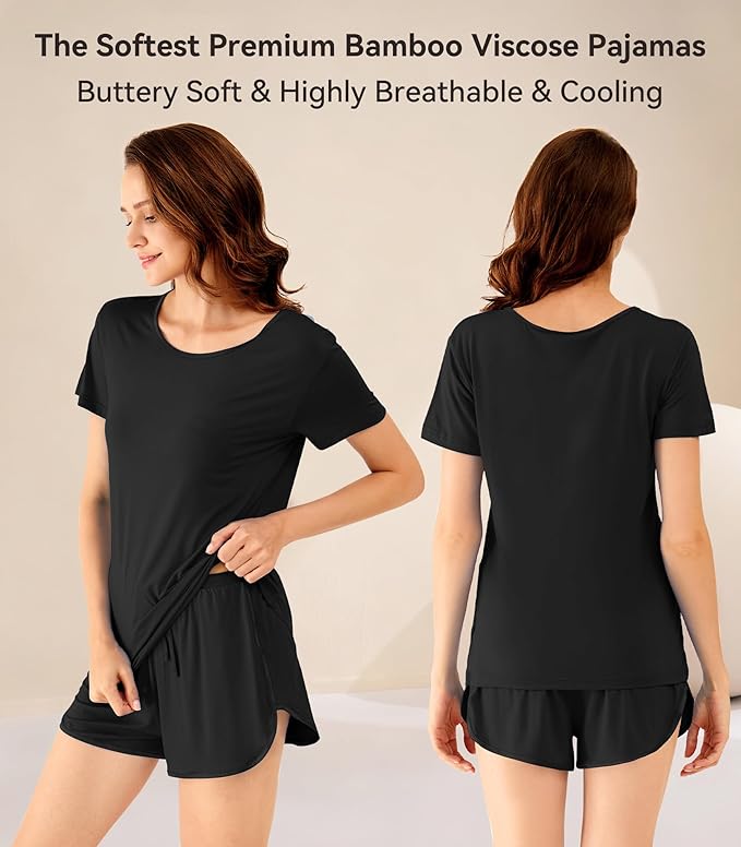 Women's Bamboo Cooling Pajama Set - Short Sleeve - 2 Piece