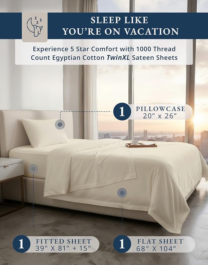 Linen Bed Sheet Set - Twin XL