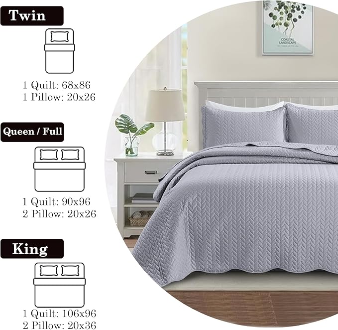 Microfiber Quilt Set - California King - 3 Piece