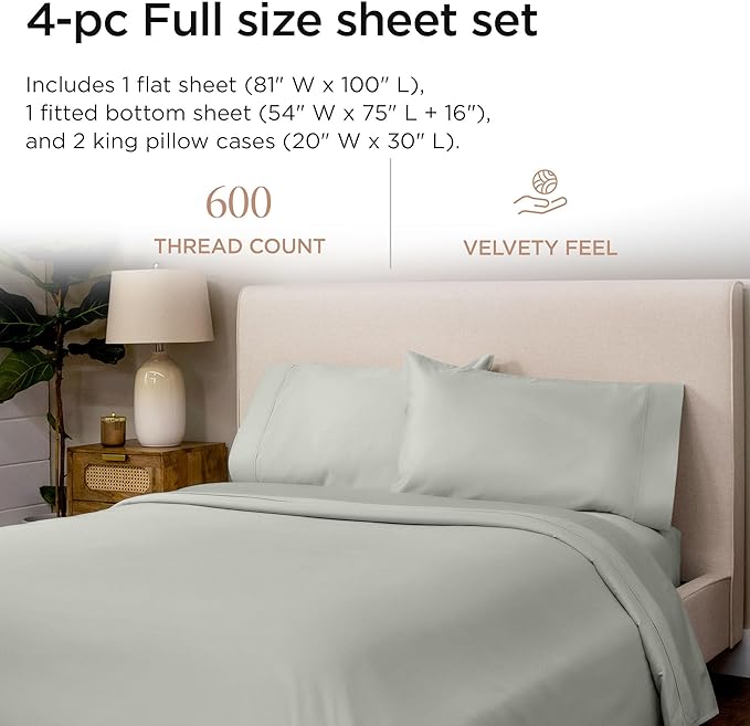 100% Cotton Cooling Bed Sheet Set - Full - 4 Piece