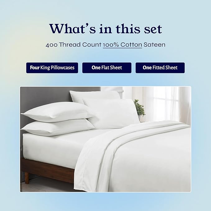 100% Cotton Bed Sheet Set - King - 6 Piece