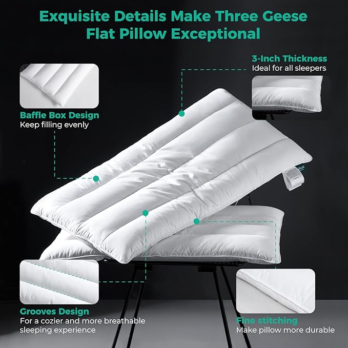 100% Cotton Bed Pillow - King - 18 x 36 in - 2 Piece