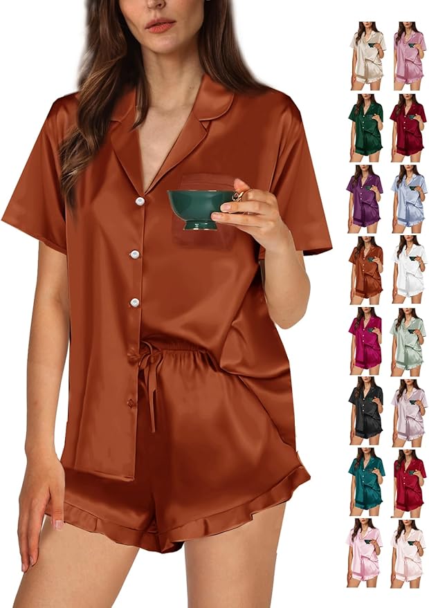 Women's Satin Pajama Set - 2 Piece