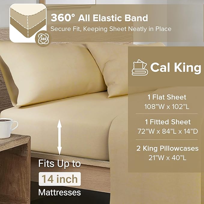 Flannel Bed Sheet Set - King - 4 Piece