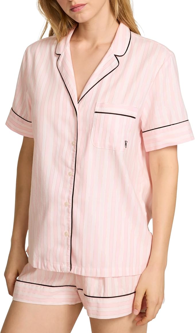 Women's Flannel Pajama Set - Short Sleeve - 2 Piece