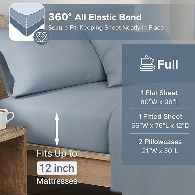 Flannel Bed Sheet Set - Full - 4 Piece