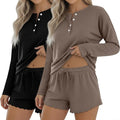 Women's Shorts Pajama Set - Long Sleeve - 2 Pack - 2 Piece
