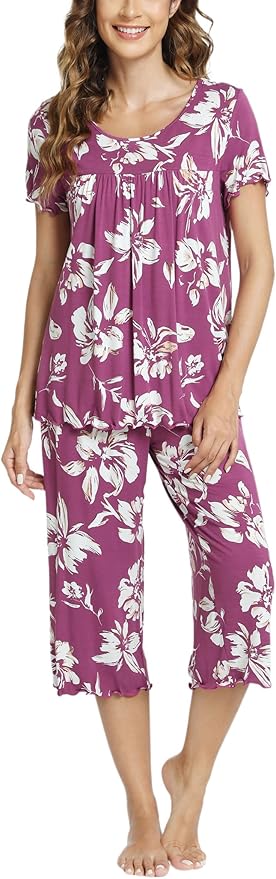 Bamboo Capri Pajama Set - Short Sleeve - 2 Piece