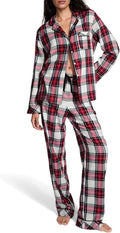Women's Flannel Pants Pajama Set - Long Sleeve - 2 Piece