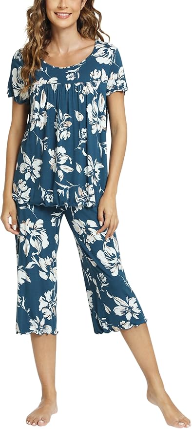 Bamboo Capri Pajama Set - Short Sleeve - 2 Piece