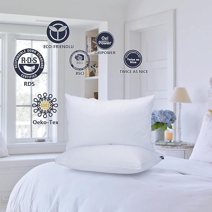100% Cotton Hypoallergenic Bed Pillow - King - 2 Piece