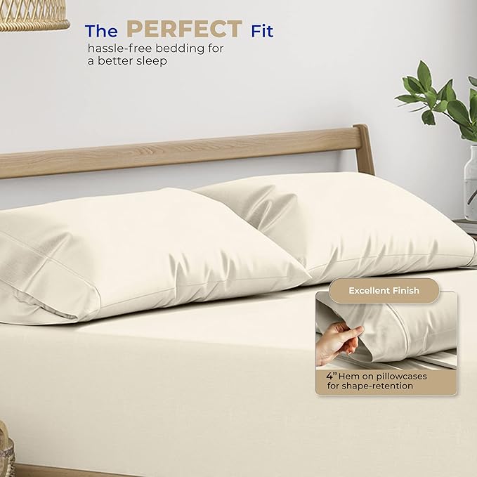 100% Cotton Pillowcase Set - Queen - 4 Piece