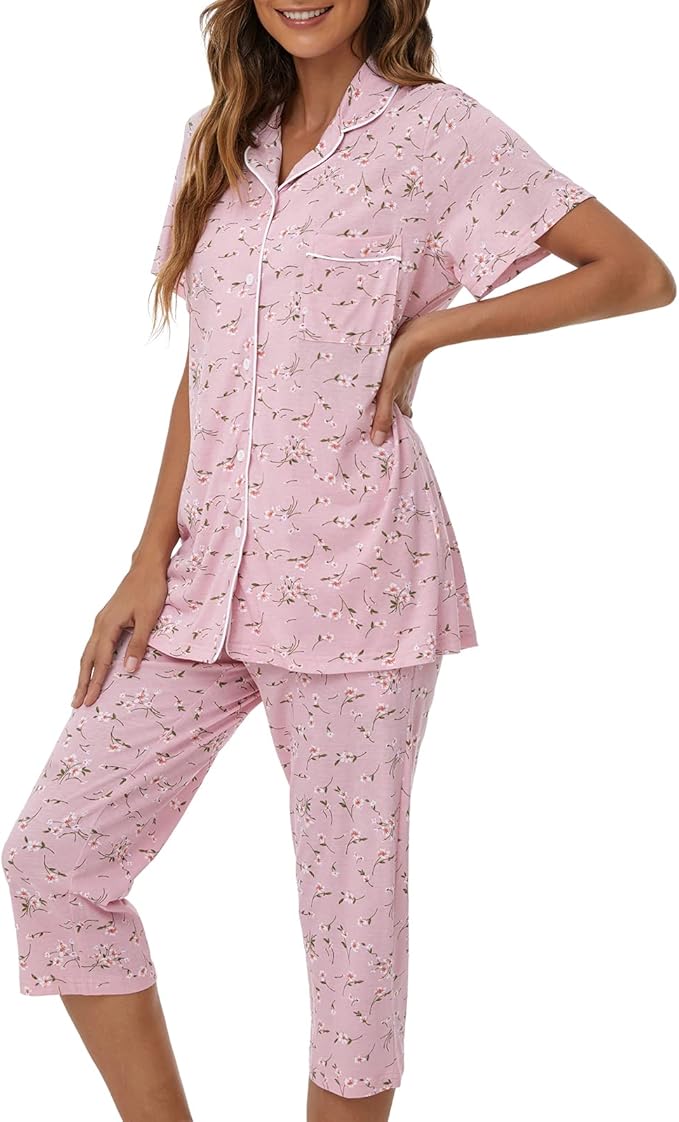 Capri Pajama Set - Short Sleeve - 2 Piece