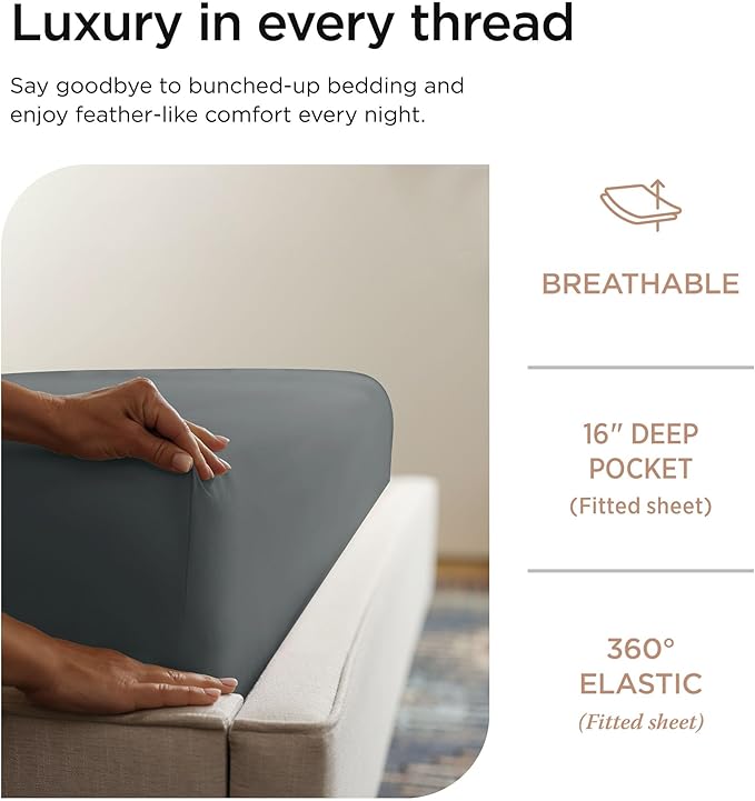 100% Cotton Cooling Bed Sheet Set - Twin XL - 3 Piece