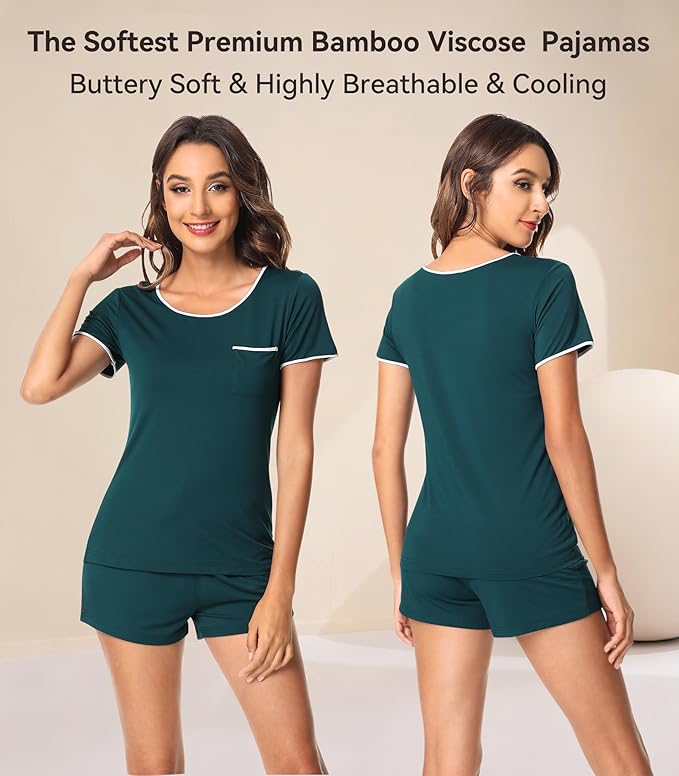 Women's Bamboo Cooling Pajama Set - Short Sleeve - 2 Piece