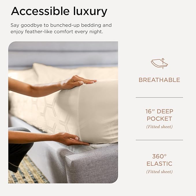 100% Cotton Cooling Bed Sheet Set - Queen - 4 Piece