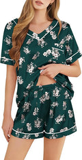 Women's Satin Pajama Set - Short Sleeve - 2 Piece