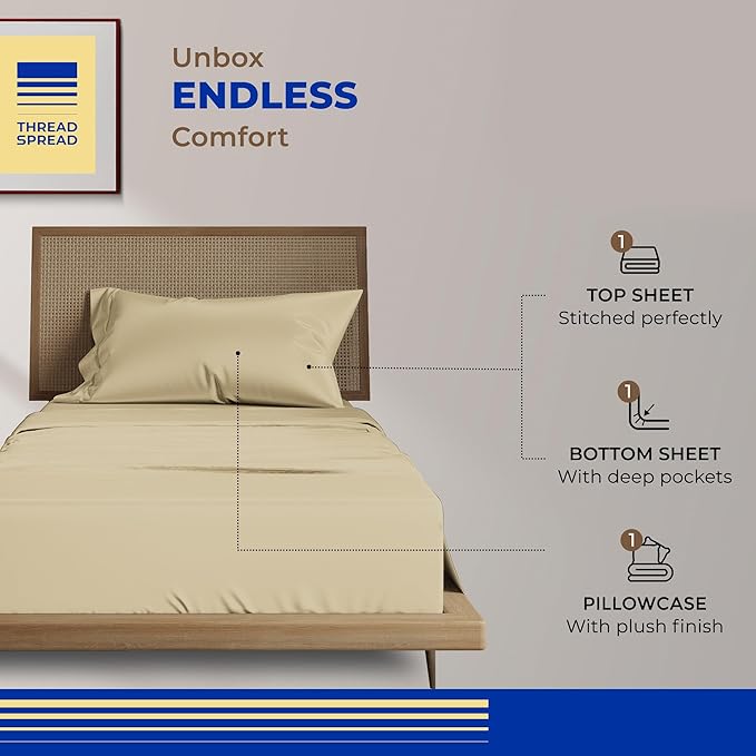 Cooling Bed Sheet Set - Twin - 16 in Deep Pocket - 3 Piece