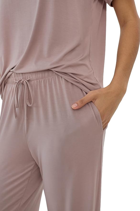 Women's Bamboo Pants Pajama Set - Short Sleeve - 2 Piece