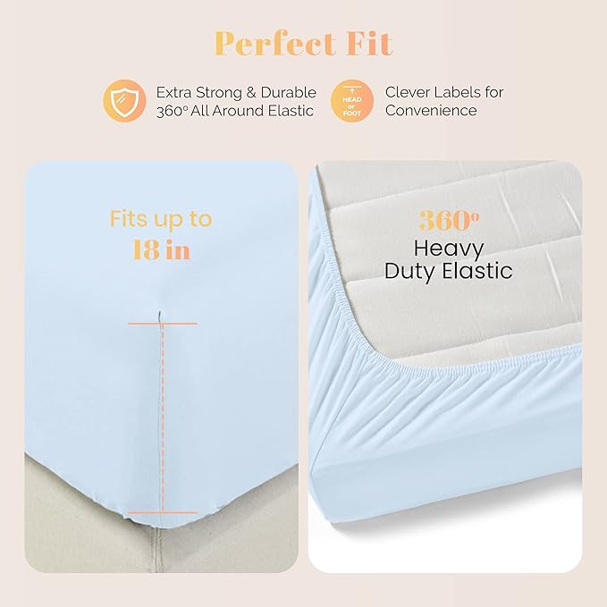 Cooling Bed Sheet Set - Queen - 16 in Deep Pocket - 4 Piece