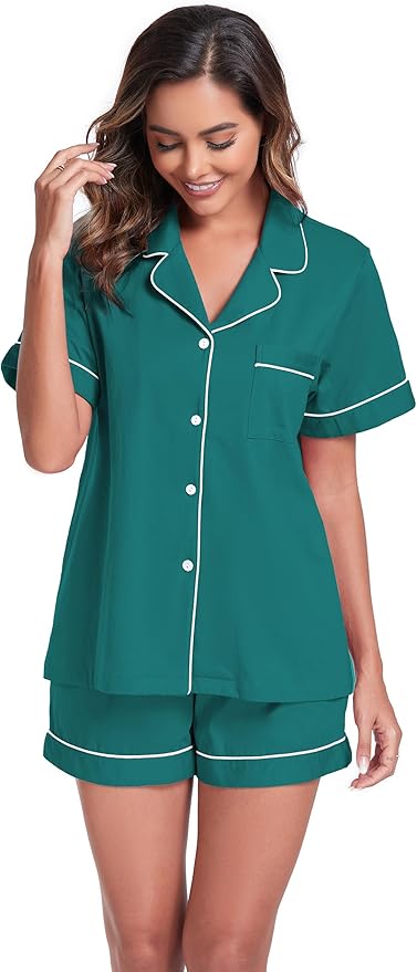 100% Cotton Pajama Set - Short Sleeve - 2 Piece