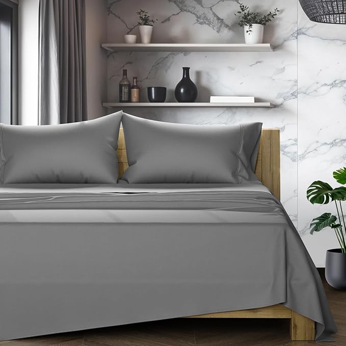 Linen Cooling Bed Sheet Set - California King - 17 in Deep Pocket - 4 Piece