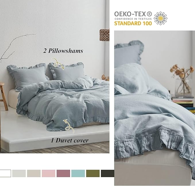 Linen Duvet Cover Set - King - 3 Piece