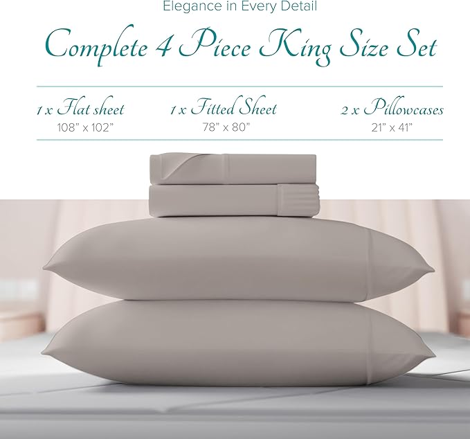 Linen Cooling Bed Sheet Set - King - 16 in Deep Pocket - 4 Piece