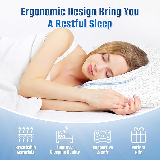 Memory Foam Cooling Bed Pillow - King - 2 Piece