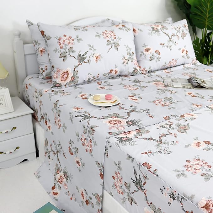 100% Cotton Bed Sheet Set - Twin XL - 4 Piece