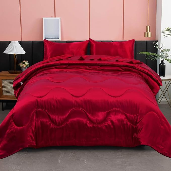 Satin Weighted Comforter Set - Queen