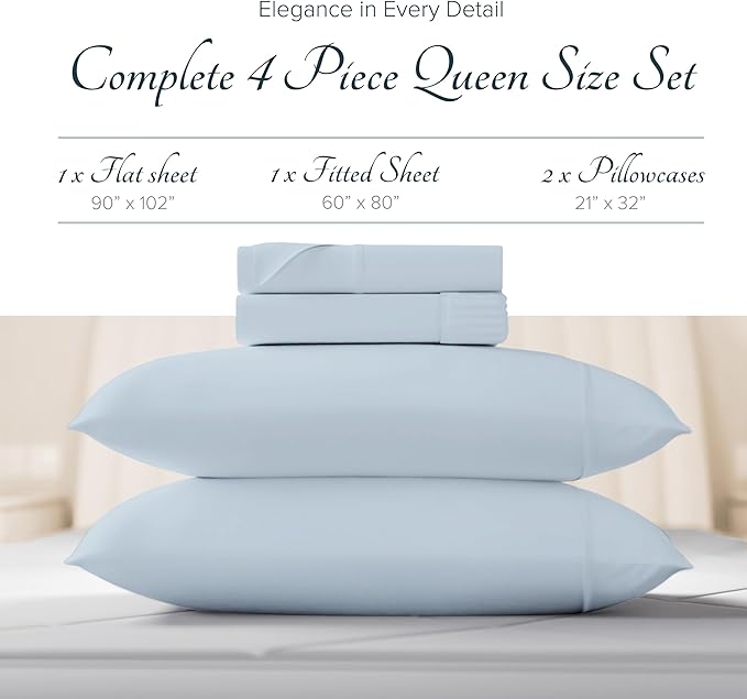 Linen Bed Sheet Set - Queen - 19 in Deep Pocket - 4 Piece