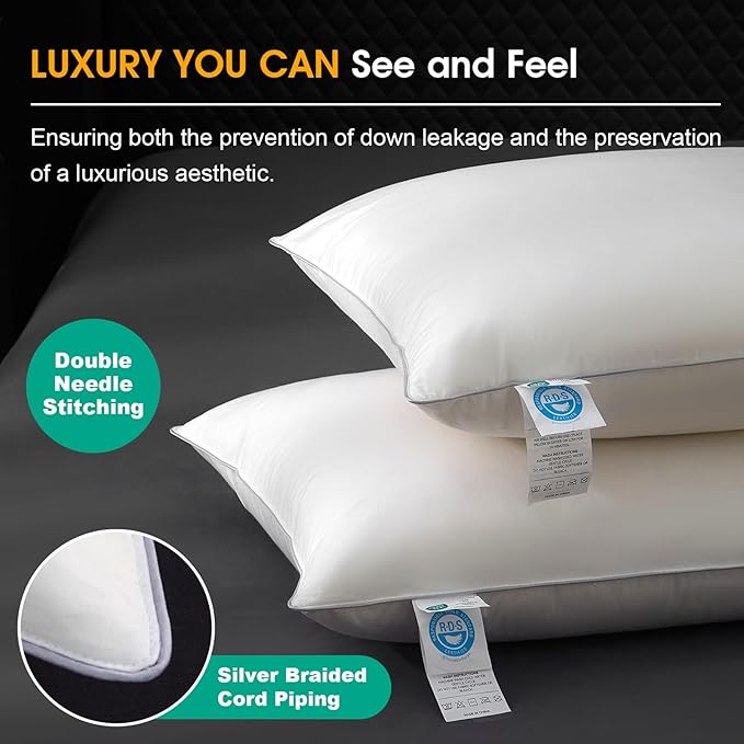 100% Cotton Bed Pillow - King - 2 Piece