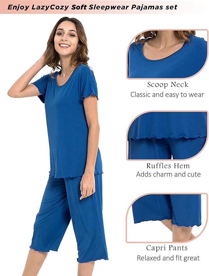 Bamboo Capri Pajama Set - Short Sleeve - 2 Piece