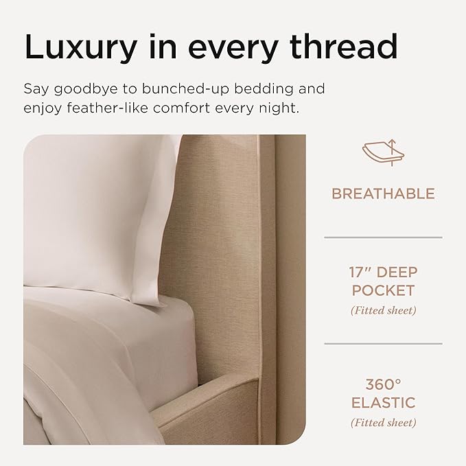 100% Cotton Bed Sheet Set - King - 4 Piece