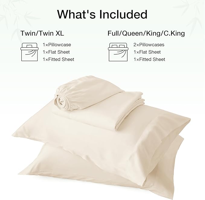 Bamboo Cooling Bed Sheet Set - Queen - 4 Piece
