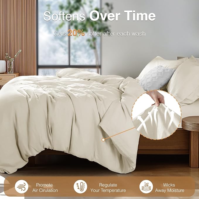 Linen Duvet Cover Set - King - 3 Piece