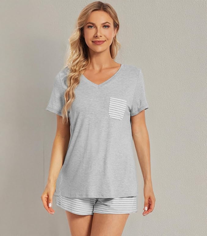 Bamboo Cooling Shorts Pajama Set - Short Sleeve - 2 Piece