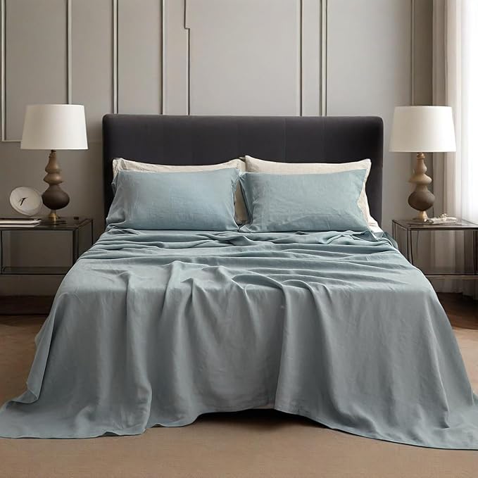 Linen Bed Sheet Set - King - 4 Piece