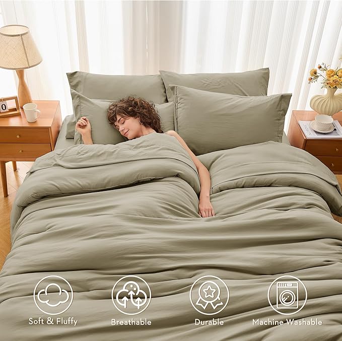 Linen Comforter Set - Queen - 7 Piece